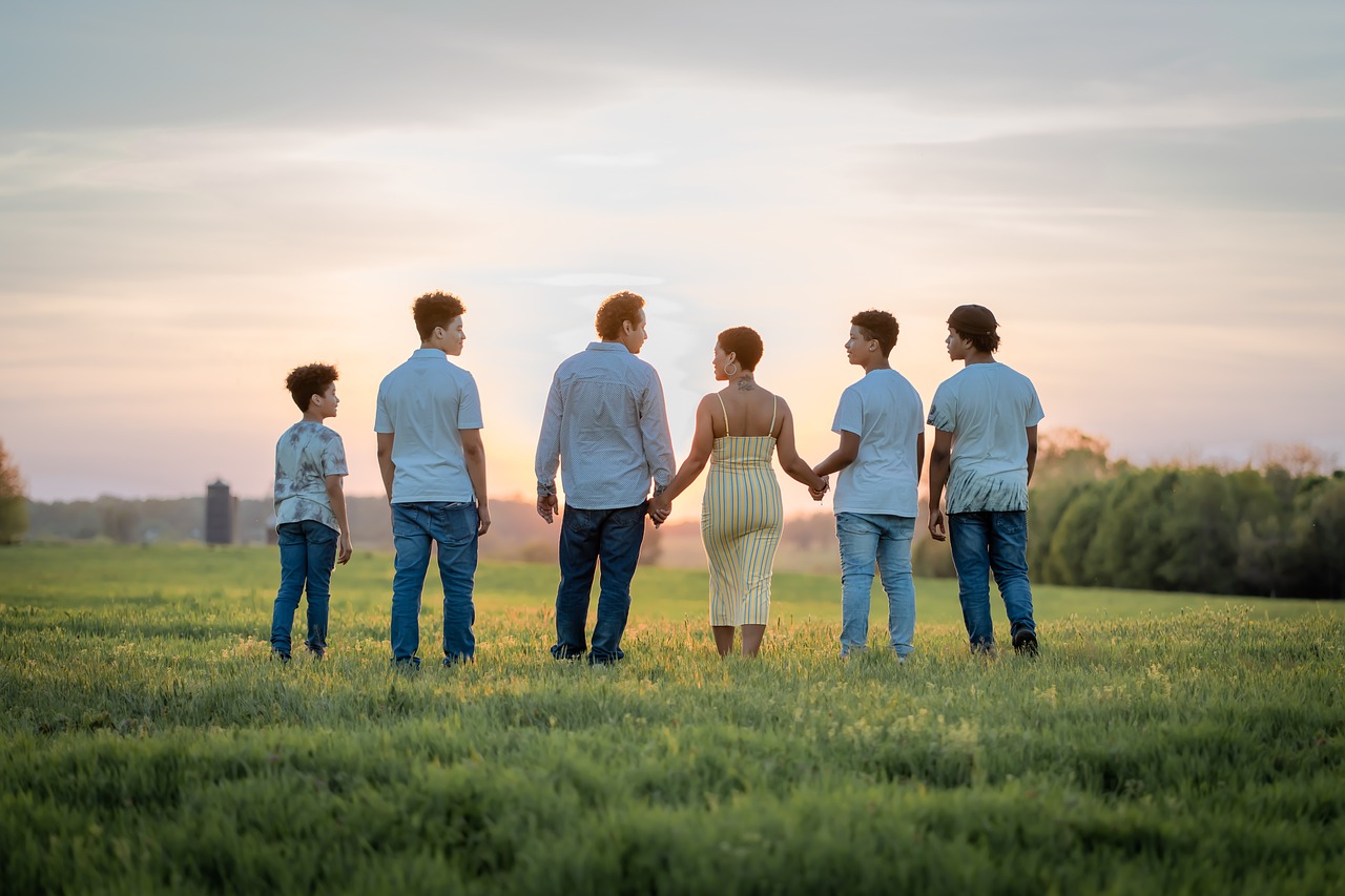 family sunset field portrait 7157276