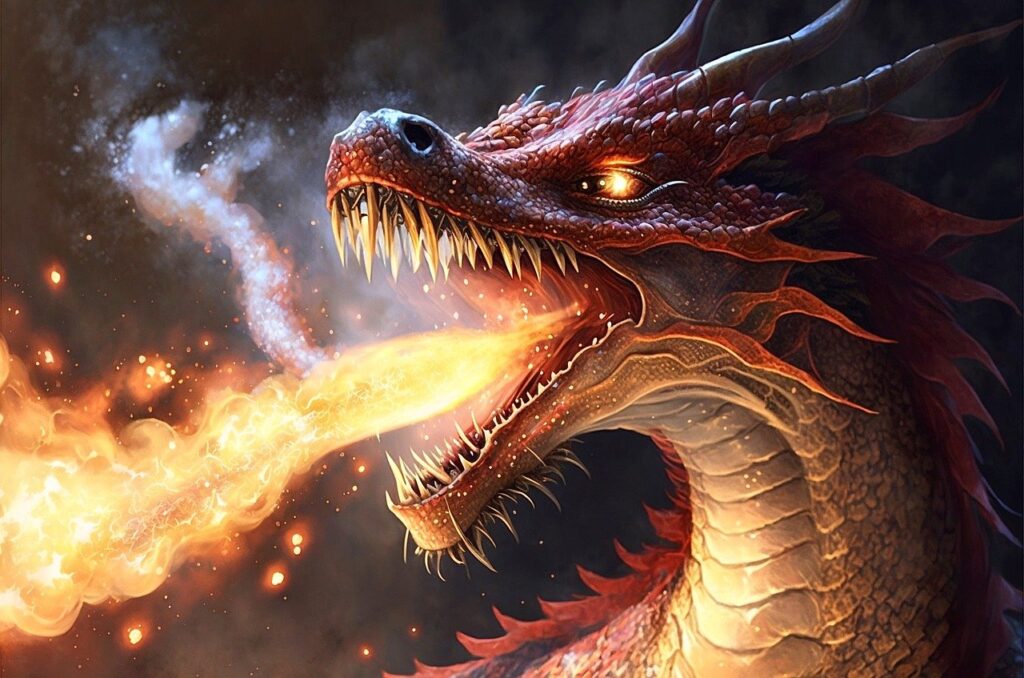 fire breathing fiction dragon 7853170